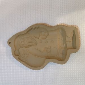 Brown Bag Cookie Art Mold St Nicholas Santa with Kitten in his Pocket Clay 1983